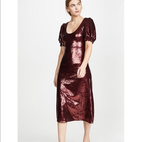 Keepsake Dress NWT Farewell Sequin Red Puff Sleeve Dress new 4 - Picture 9 of 13